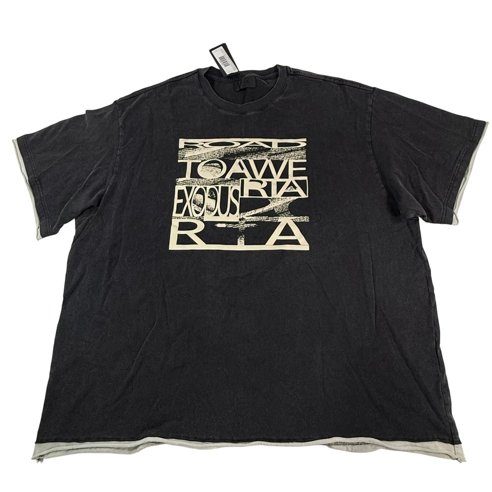 RtA Elian Double Layered Tee Black Exodus Graphic Oversized T-Shirt XXL NEW